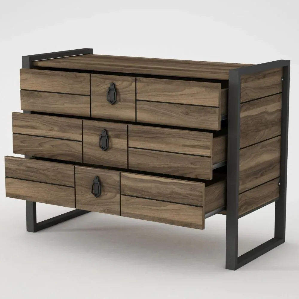 Lorena Chest of Drawers - Walnut, Black