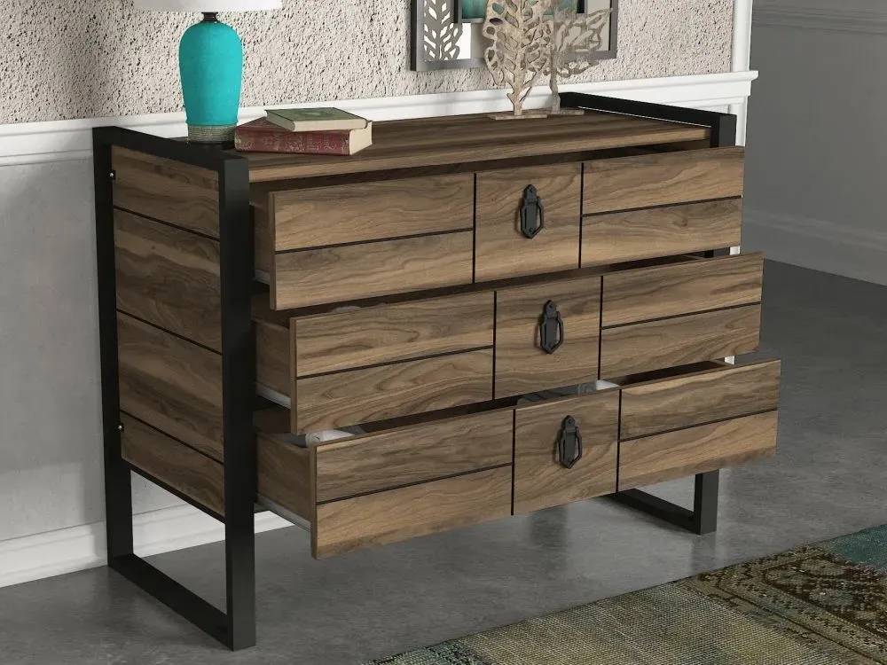 Lorena Chest of Drawers - Walnut, Black
