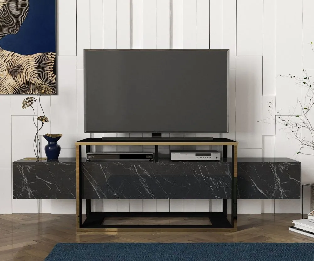 Weldona TV Unit - Black Marble Effect