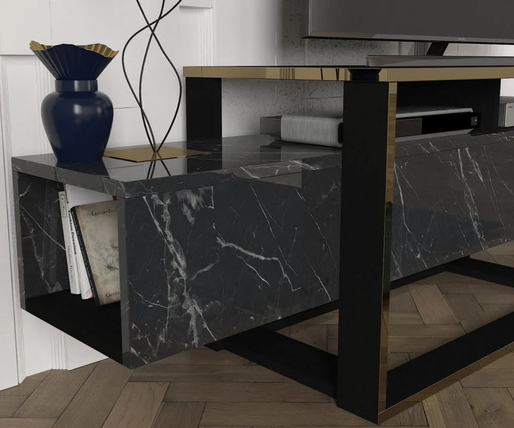 Weldona TV Unit - Black Marble Effect