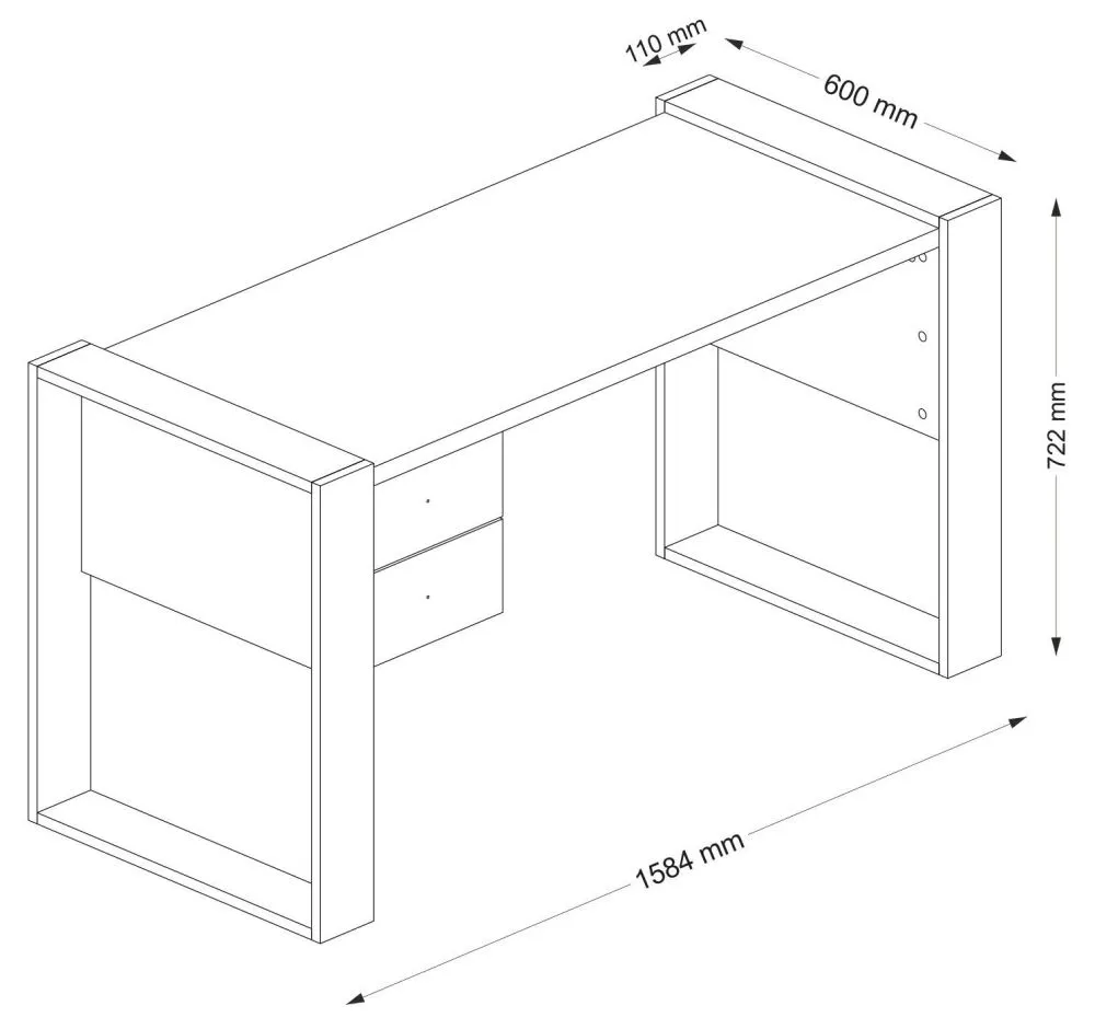 Zossen Office Desk - White, Walnut