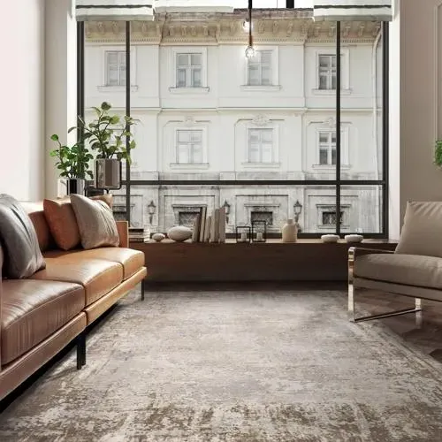 Easy Kuza Border Rug - Beige