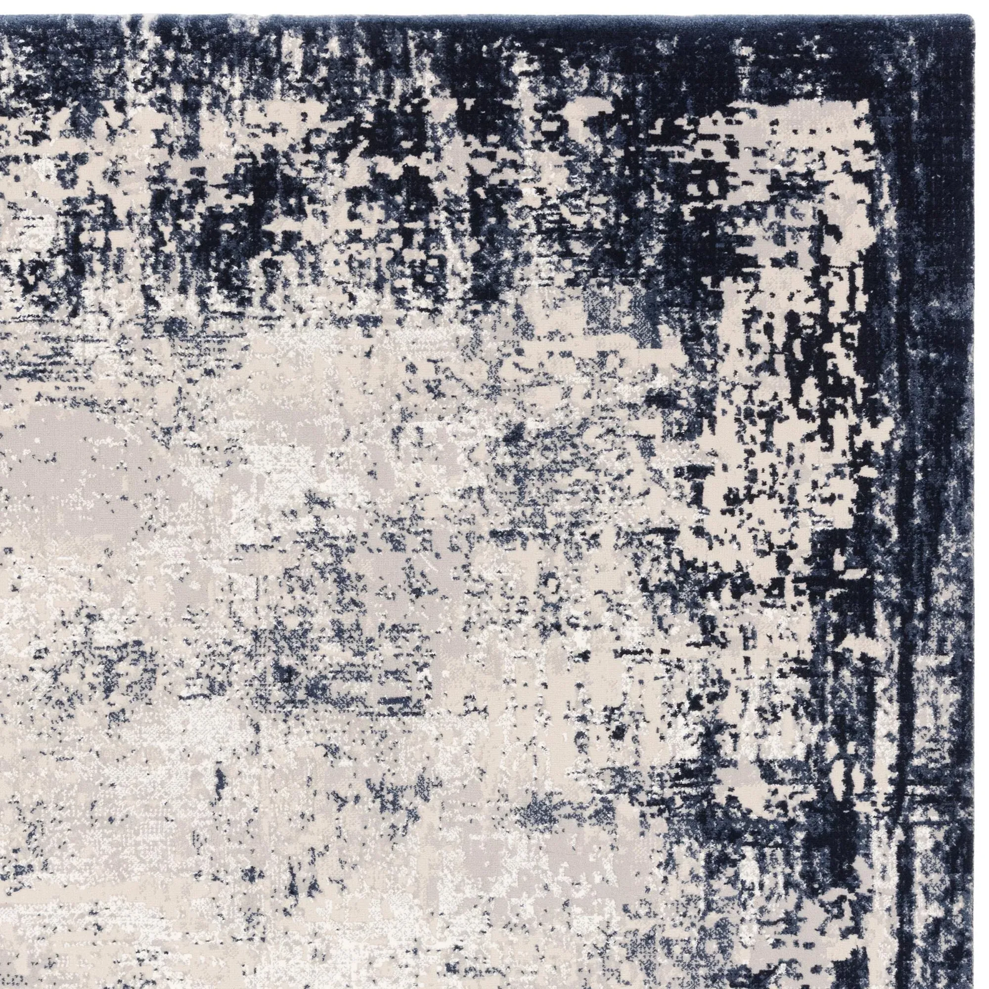 Easy Kuza Border Rug - Navy