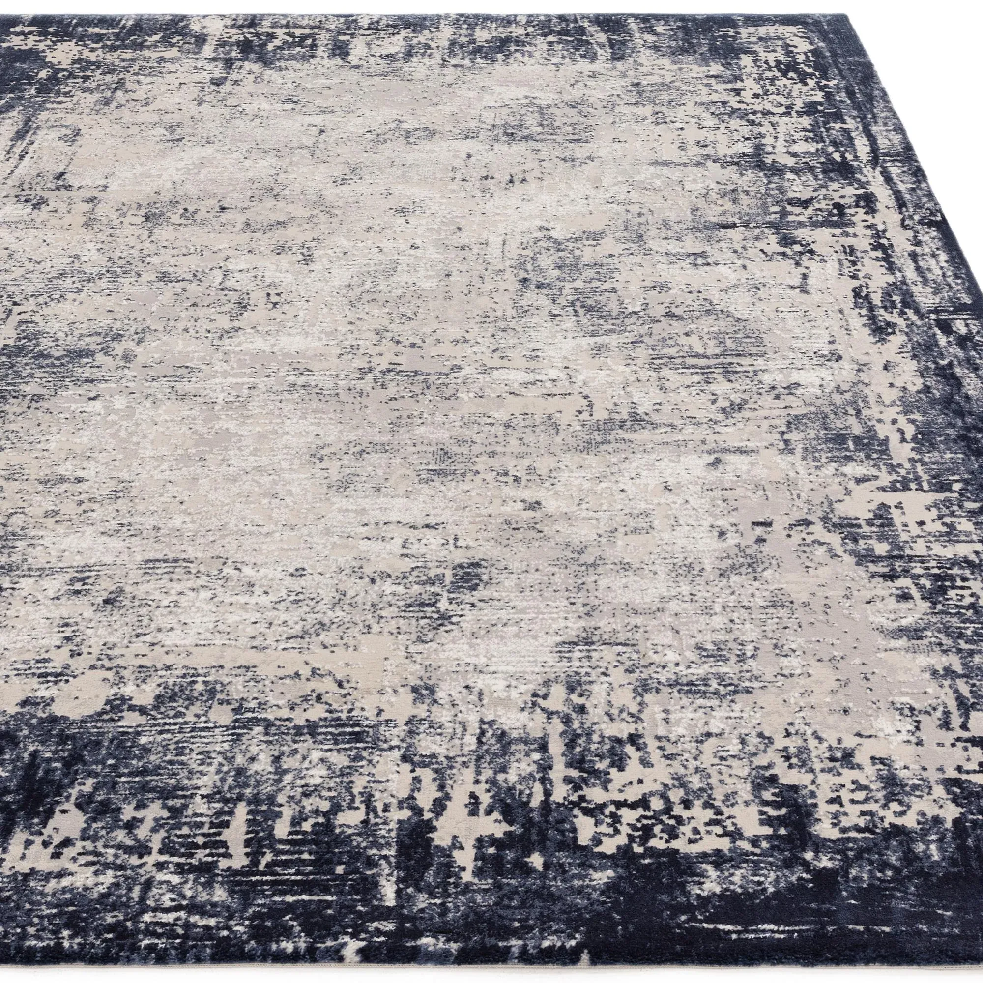 Easy Kuza Border Rug - Navy