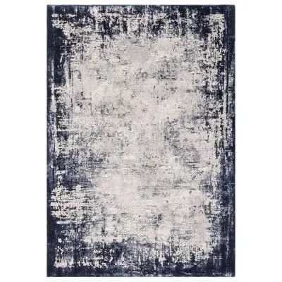 Easy Kuza Border Rug - Navy