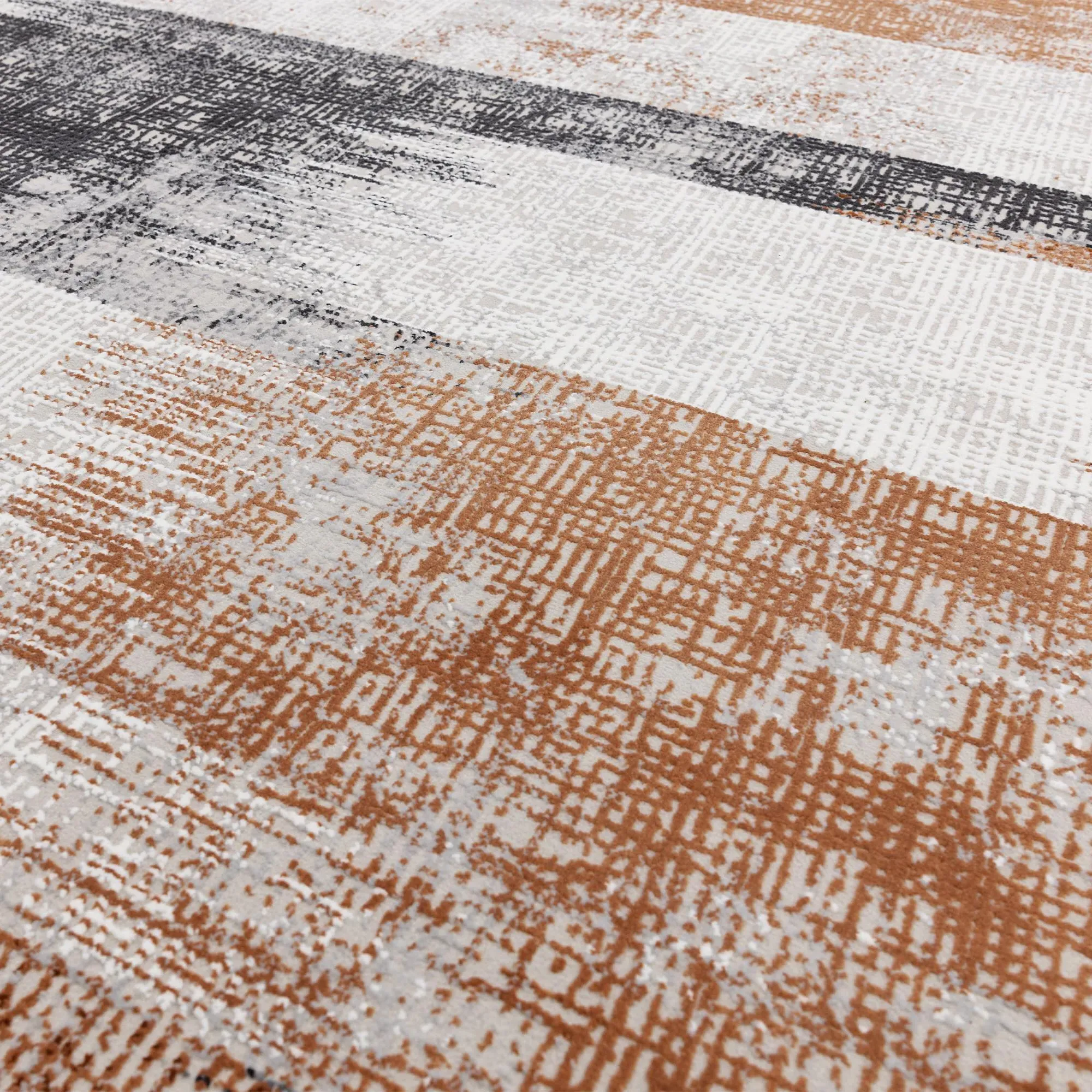 Easy Kuza Lines Rug - Terracotta