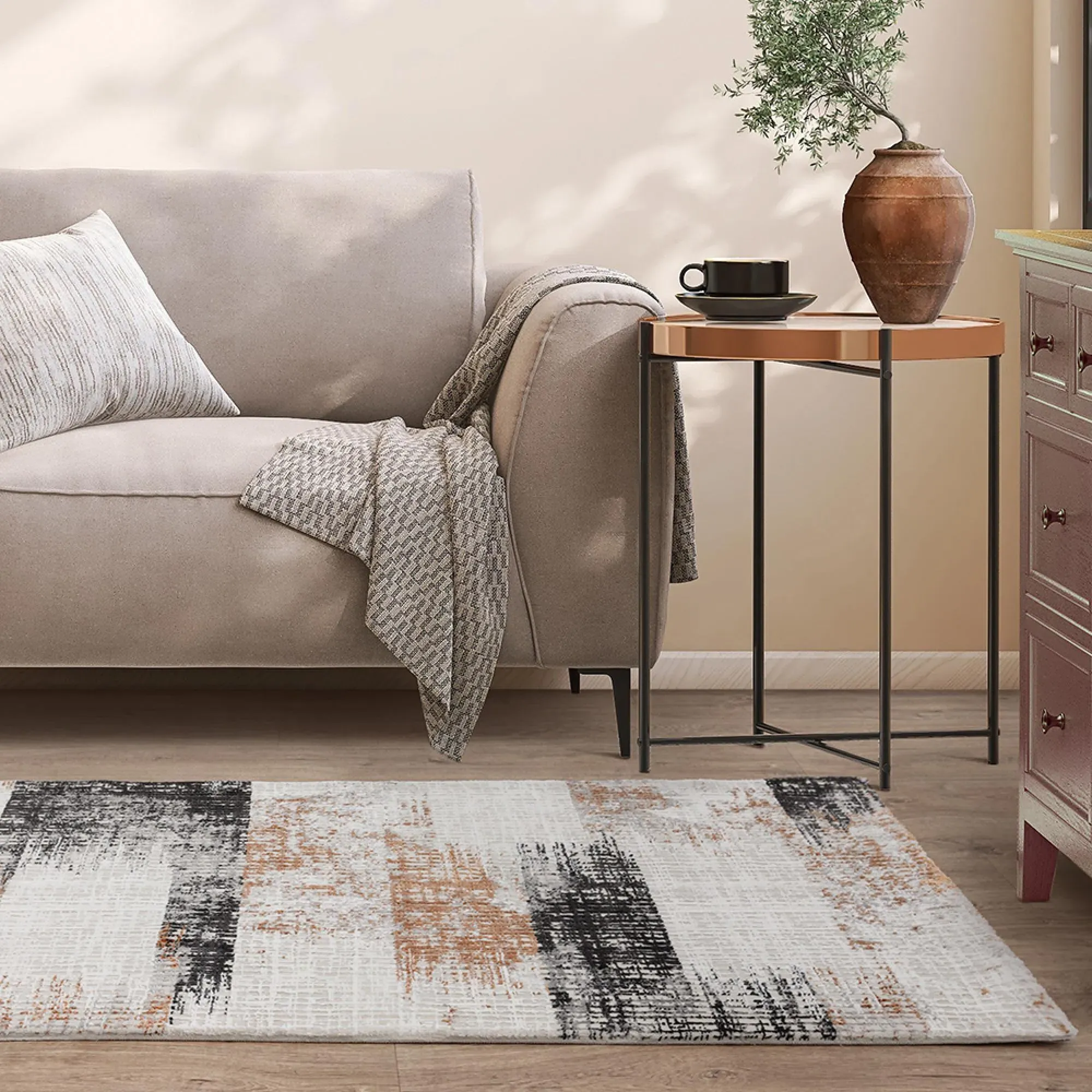 Easy Kuza Lines Rug - Terracotta