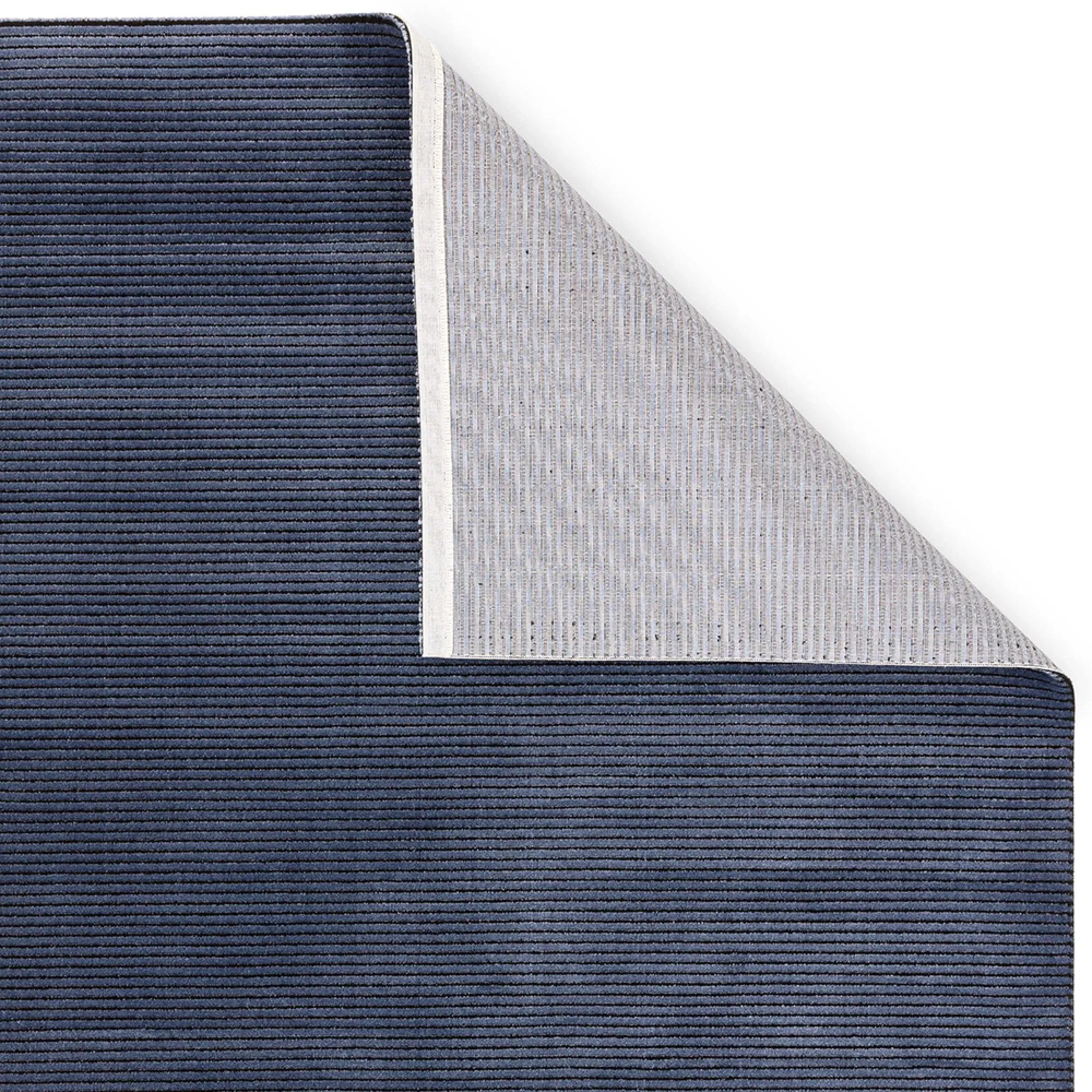 Easy Kuza Plain Stripe Rug - Navy