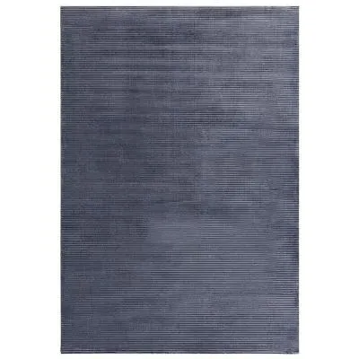 Easy Kuza Plain Stripe Rug - Navy