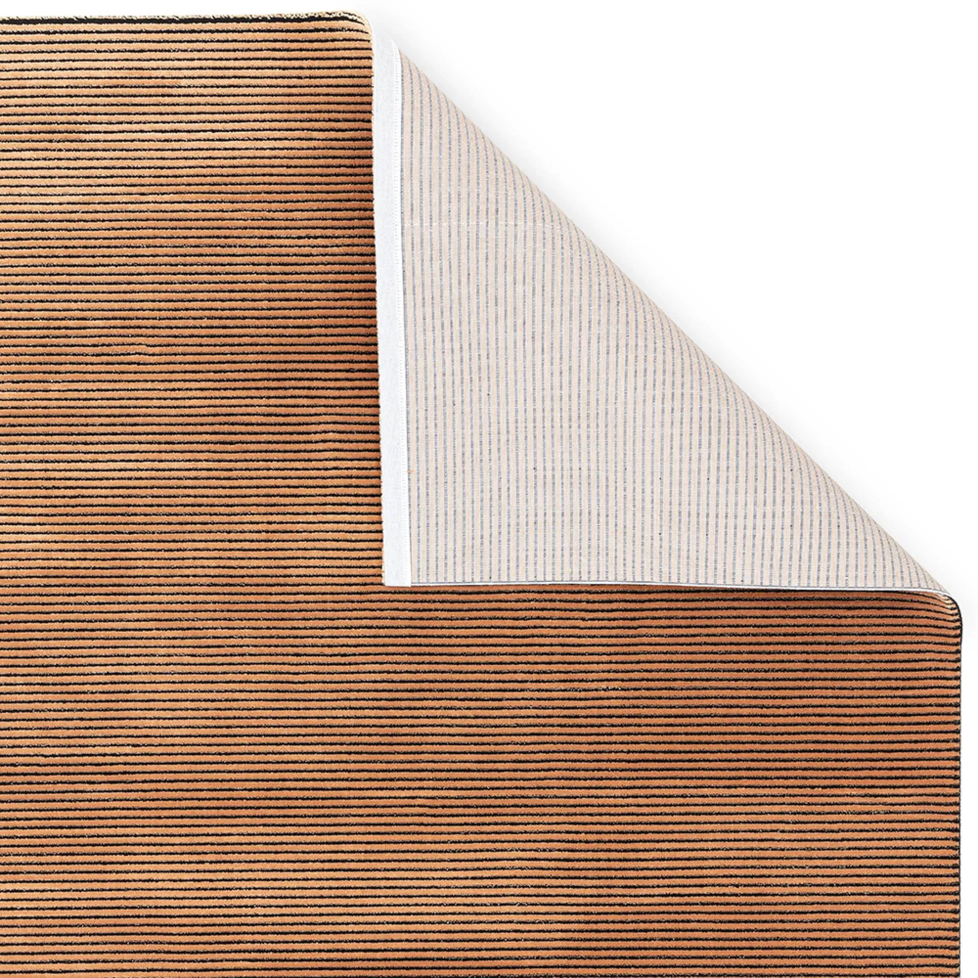 Easy Kuza Plain Stripe Rug - Terracotta