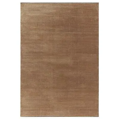 Easy Kuza Plain Stripe Rug - Terracotta