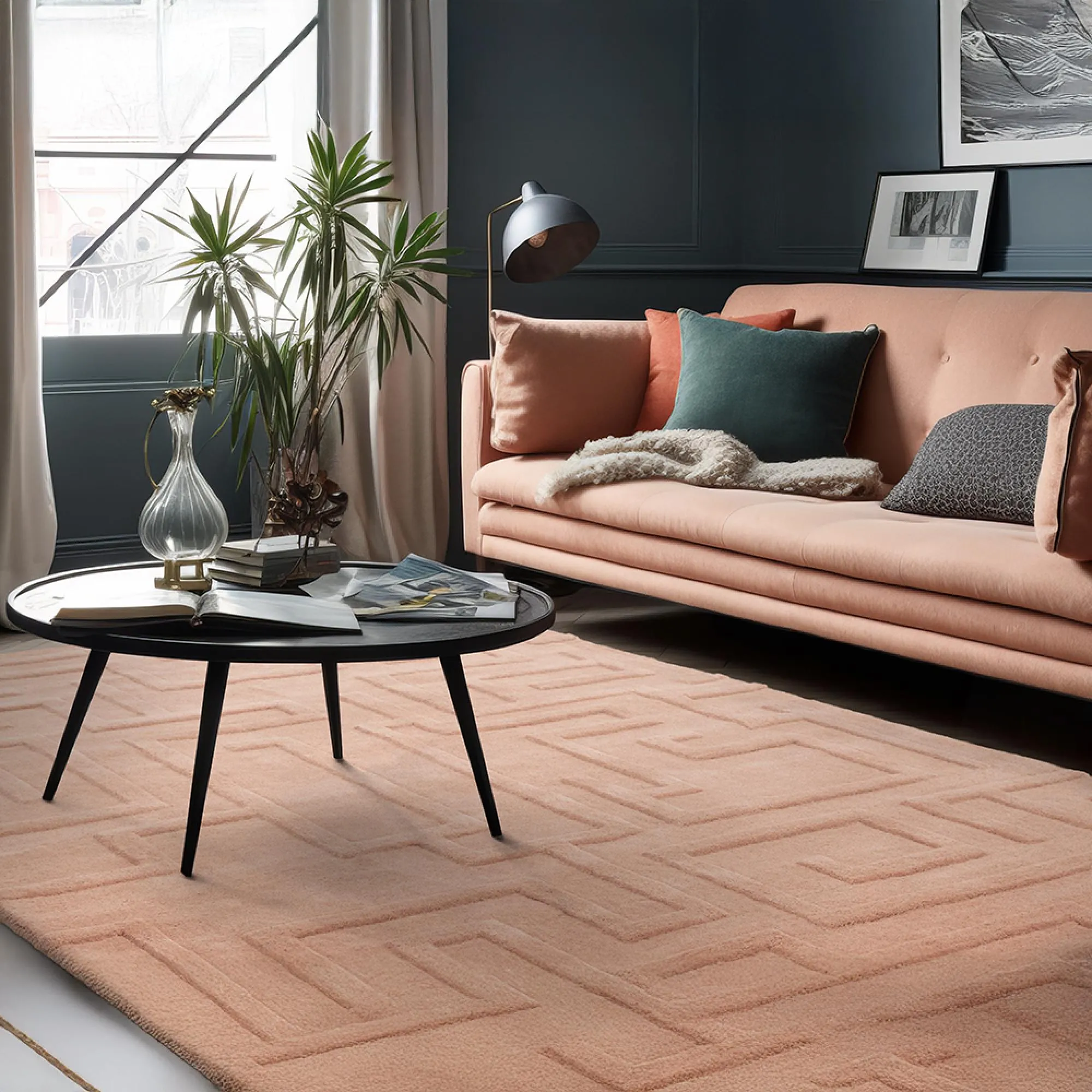 Maze Plain Rug - Blush