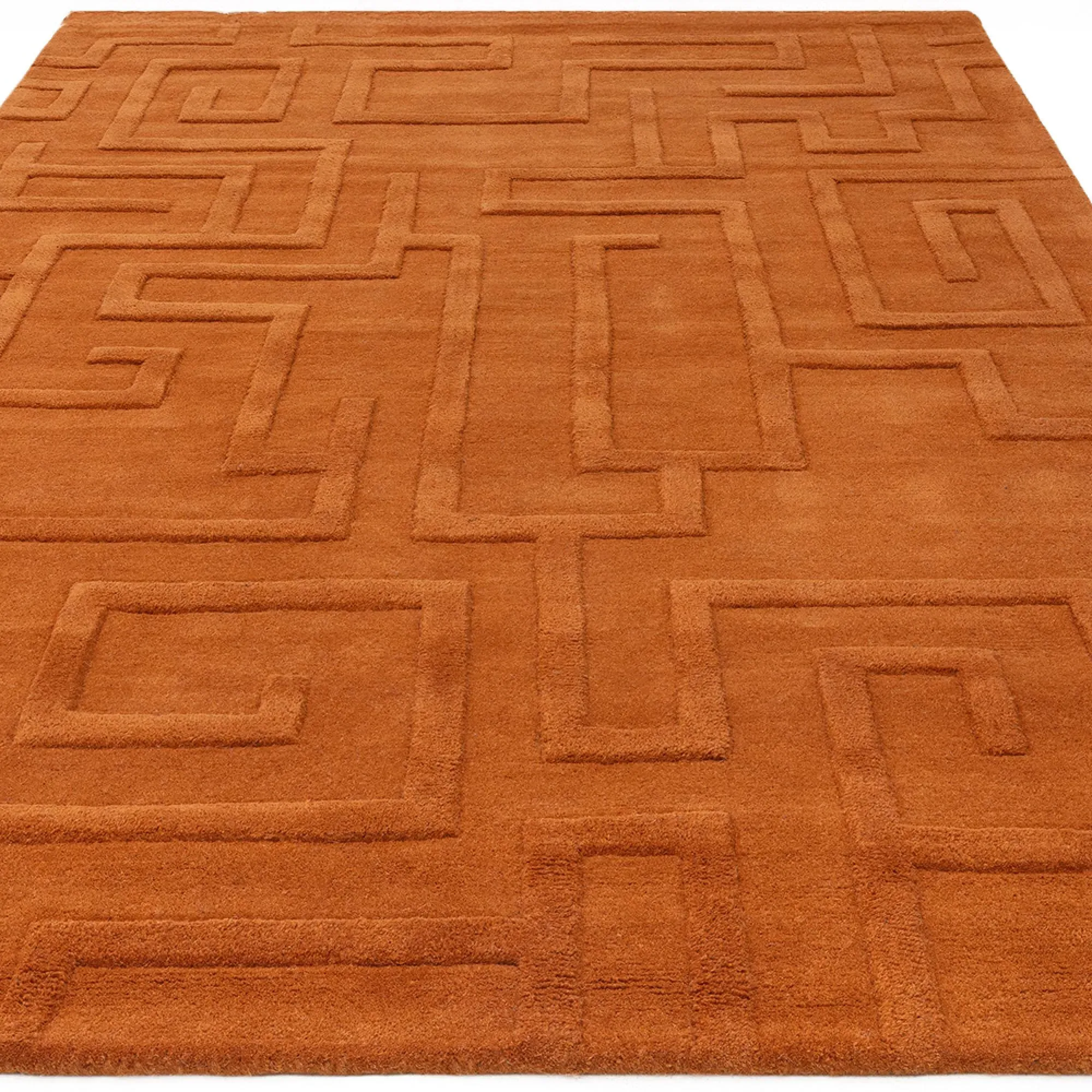 Maze Plain Rug - Rust