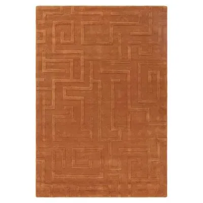 Maze Plain Rug - Rust