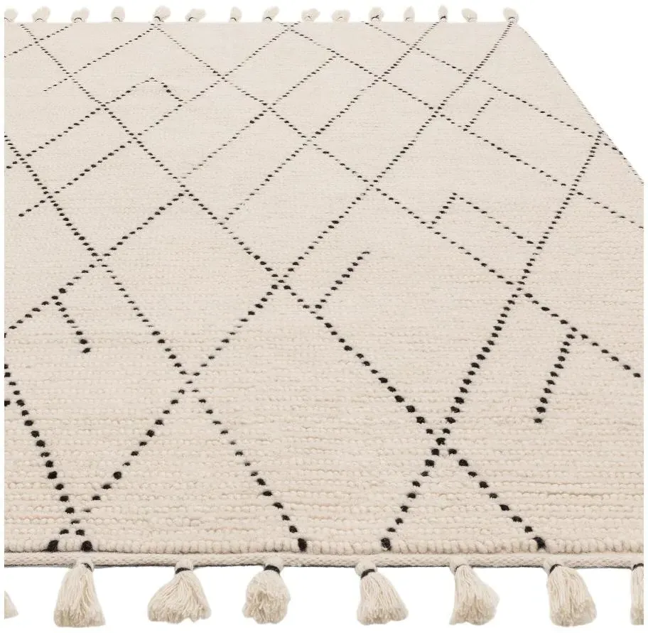 Natural Weaves Nepal Linear Rug - Cream and Black