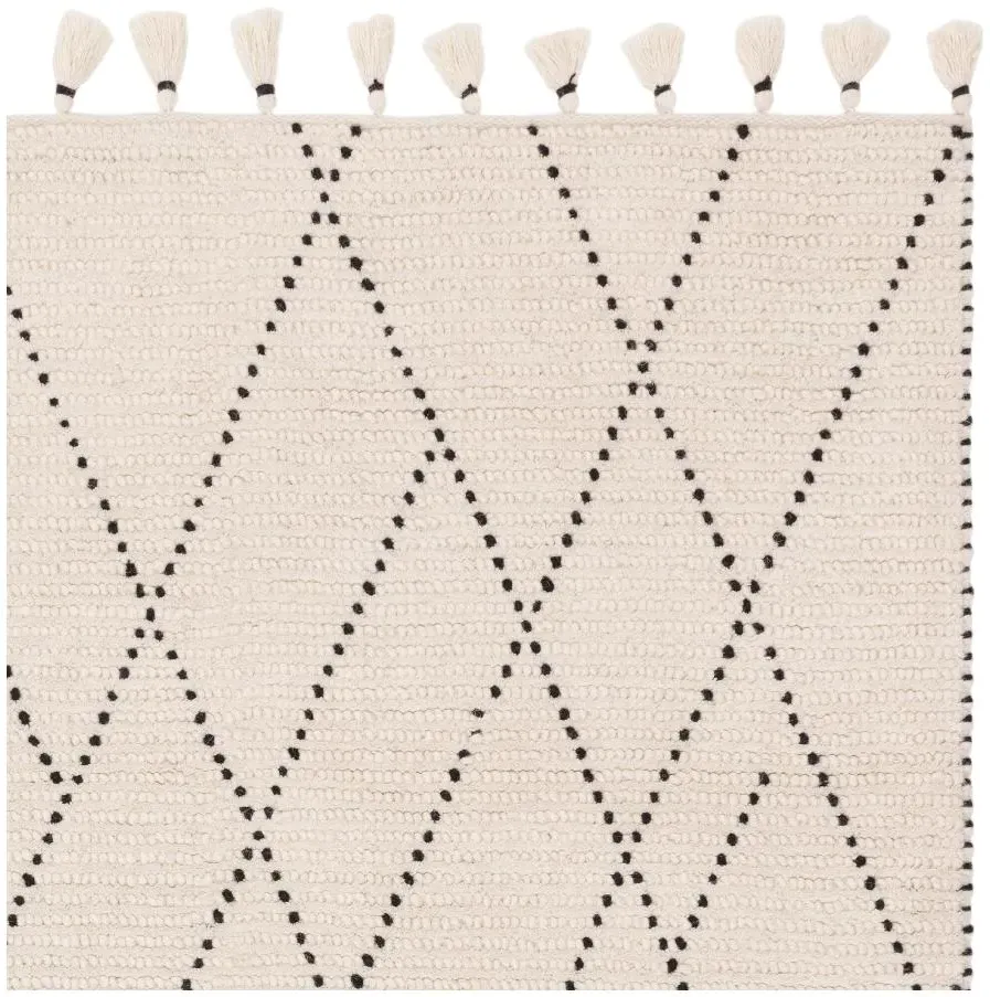 Natural Weaves Nepal Linear Rug - Cream and Black