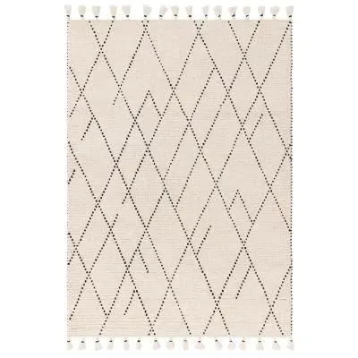 Natural Weaves Nepal Linear Rug - Cream and Black image