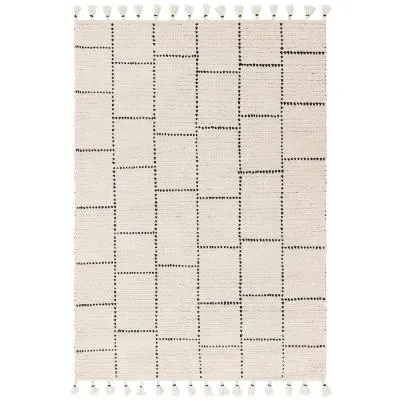 Natural Weaves Nepal Tile Rug - Cream and Black image