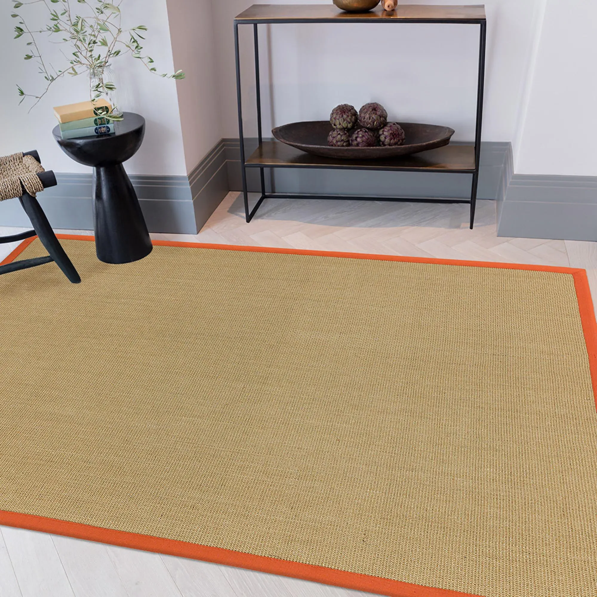 Natural Weaves Sisal Rug - Linen and Orange