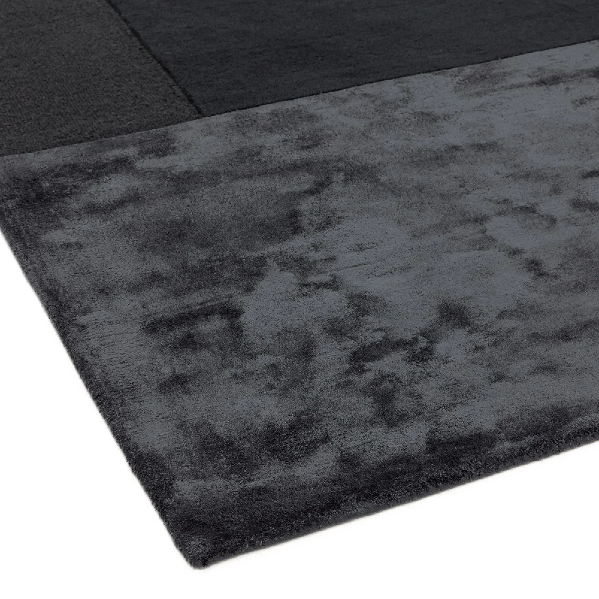 Tate Plain Rug with Tonal Textures - Charcoal