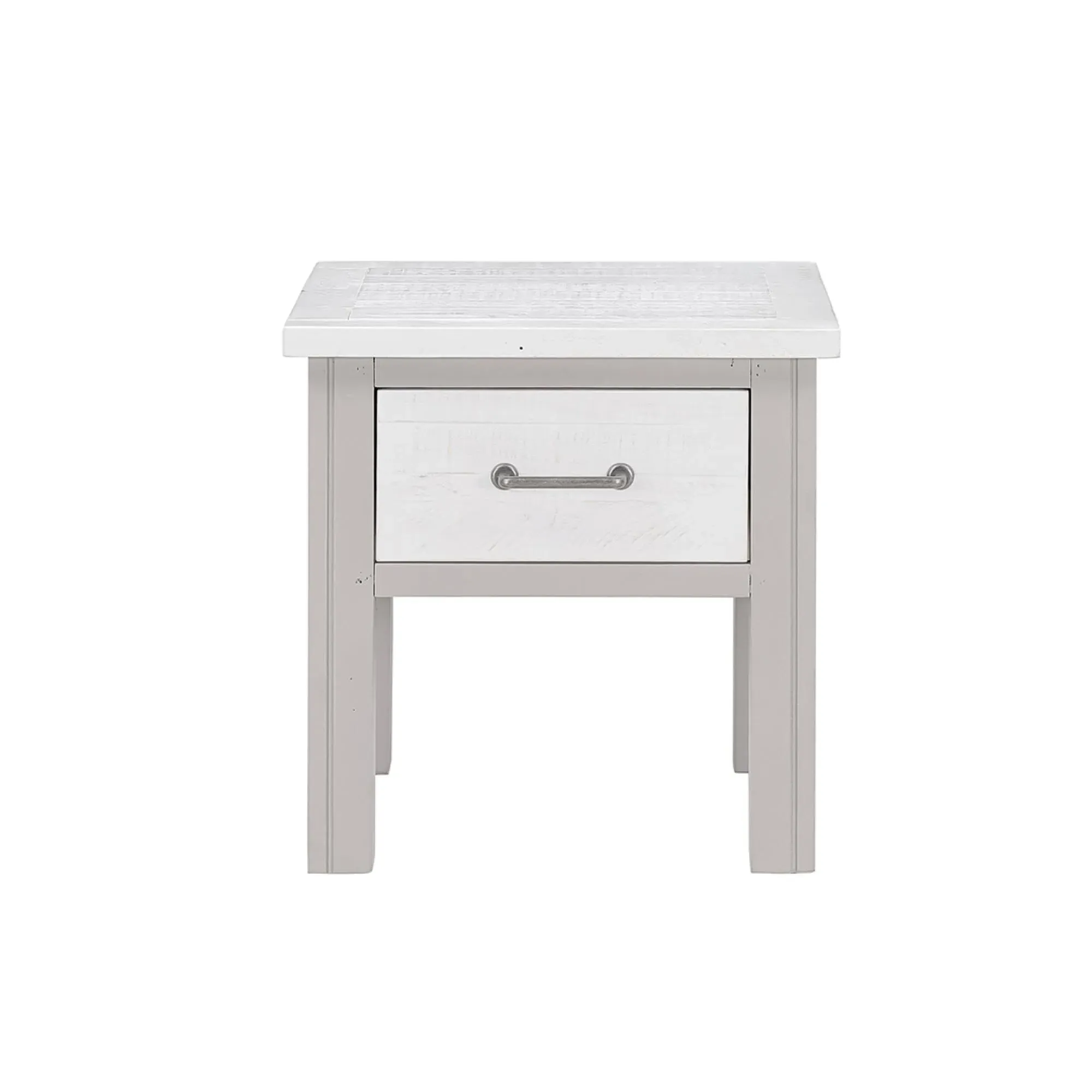Gosford 1 Drawer Lamp Table - Grey, Reclaimed Wood