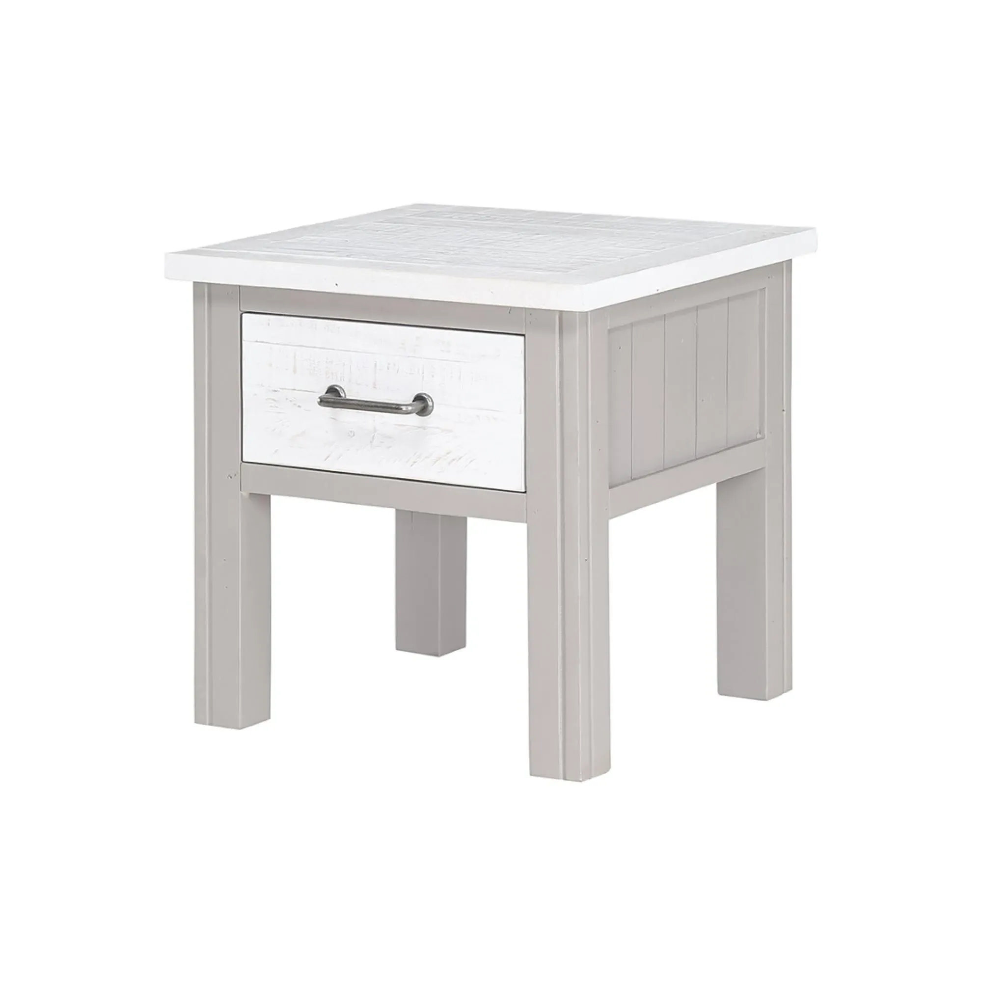 Gosford 1 Drawer Lamp Table - Grey, Reclaimed Wood