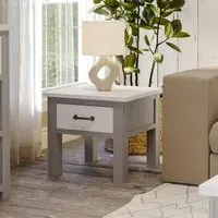 Gosford 1 Drawer Lamp Table - Grey, Reclaimed Wood
