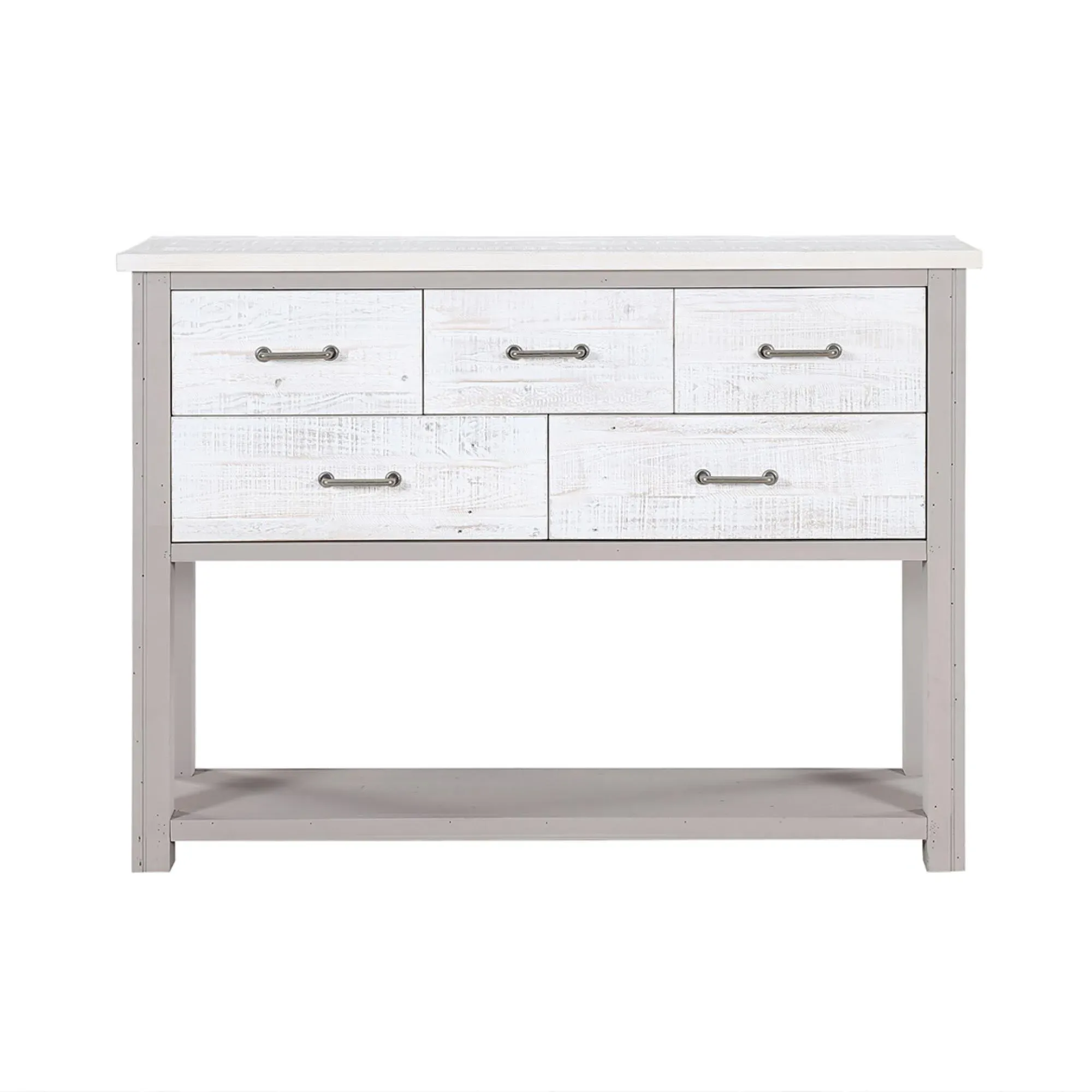 Gosford 5 Drawer Console Table - Grey, Reclaimed Wood