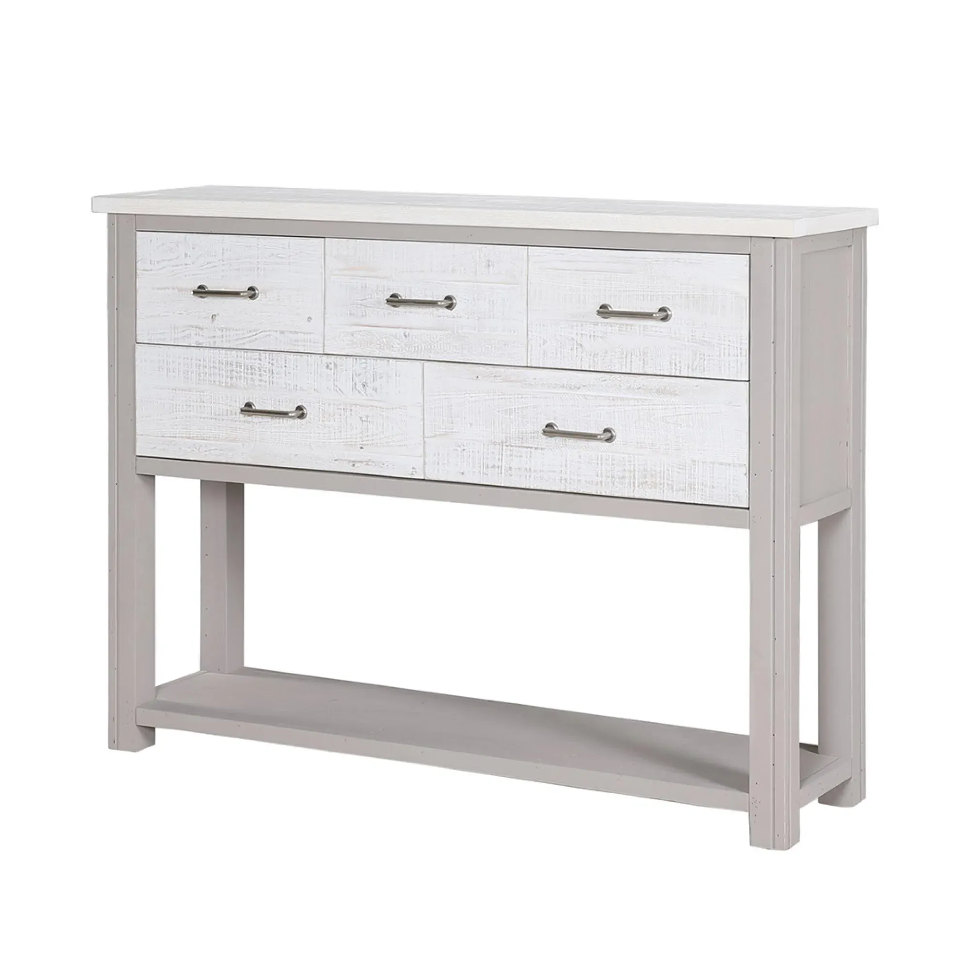 Gosford 5 Drawer Console Table - Grey, Reclaimed Wood