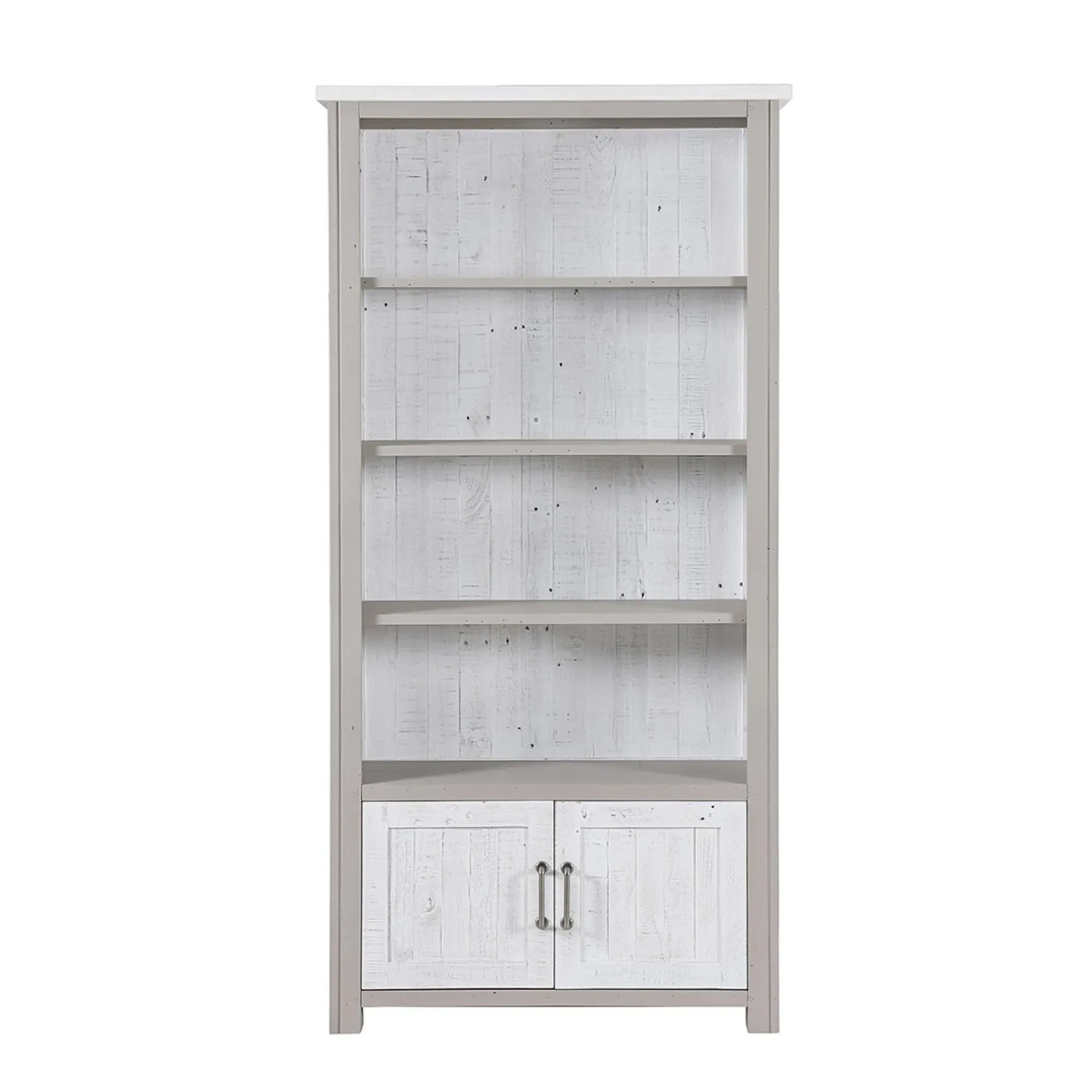 Gosford Large Open Bookcase with 2 Doors - Grey, Reclaimed Wood