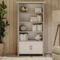 Gosford Large Open Bookcase with 2 Doors - Grey, Reclaimed Wood