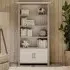 Gosford Large Open Bookcase with 2 Doors - Grey, Reclaimed Wood
