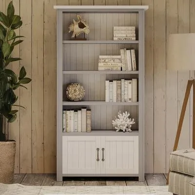 Gosford Large Open Bookcase with 2 Doors - Grey, Reclaimed Wood image