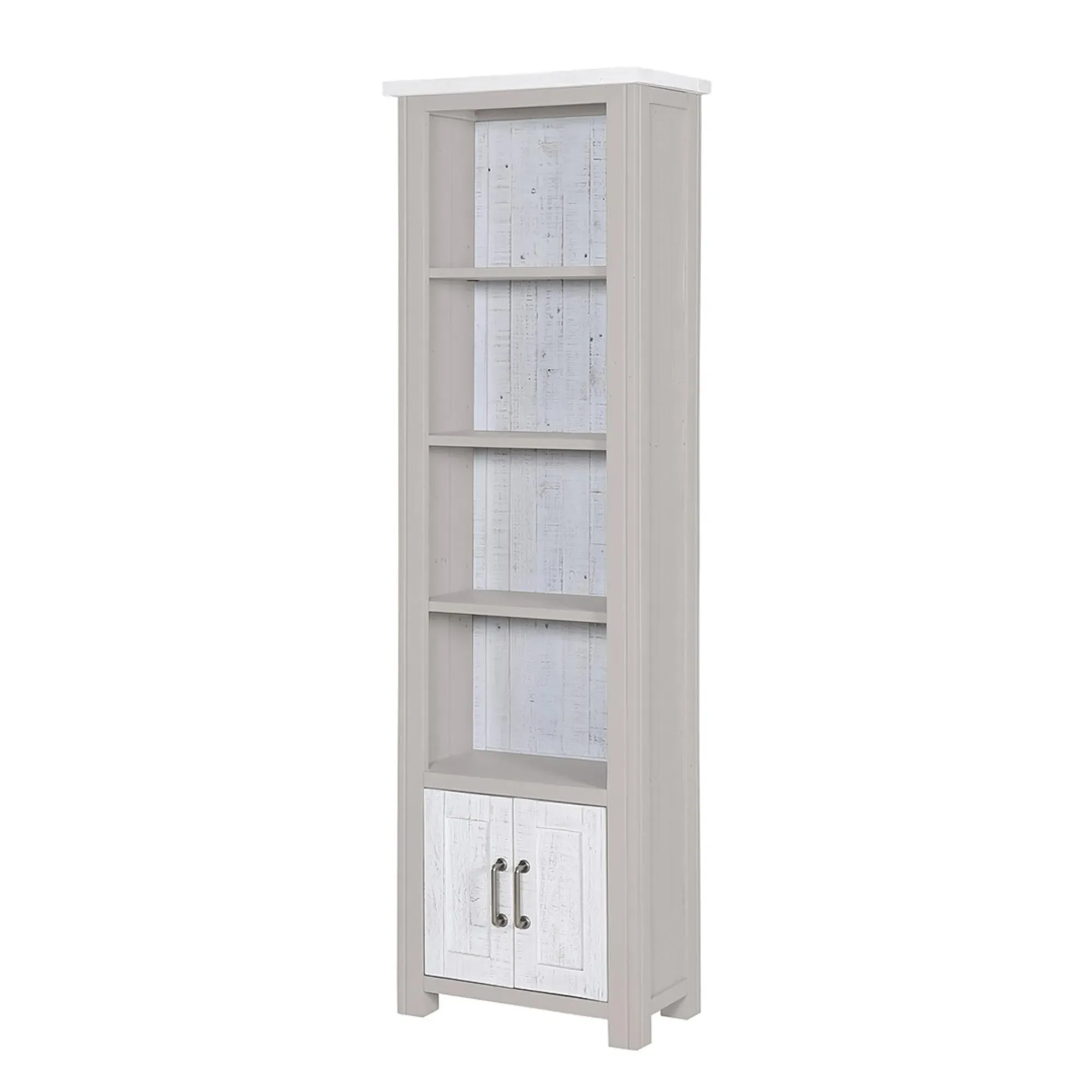 Gosford Narrow Bookcase 2 Doors - Grey, Reclaimed Wood