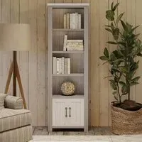 Gosford Narrow Bookcase 2 Doors - Grey, Reclaimed Wood