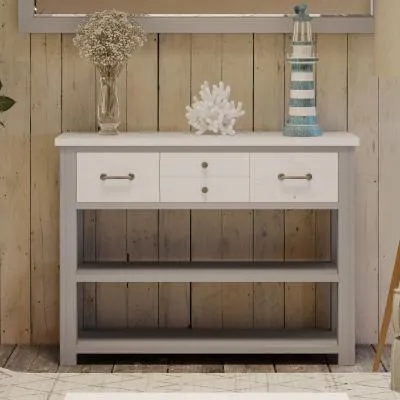Gosford Reclaimed Wood 4 Drawer Console Table - Grey image