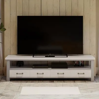 Gosford Reclaimed Wood 4 Drawer TV Unit - Grey