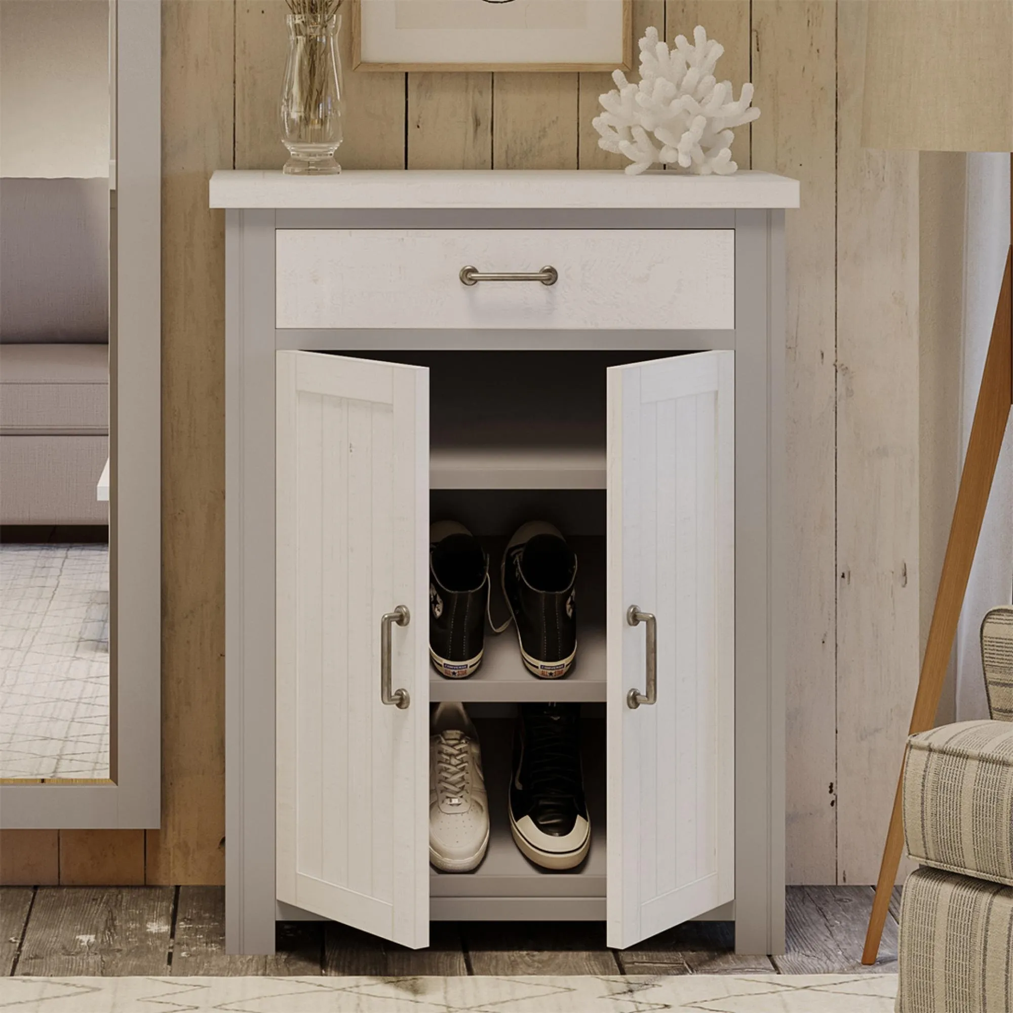 Gosford Reclaimed Wood Shoe Cupboard - Grey