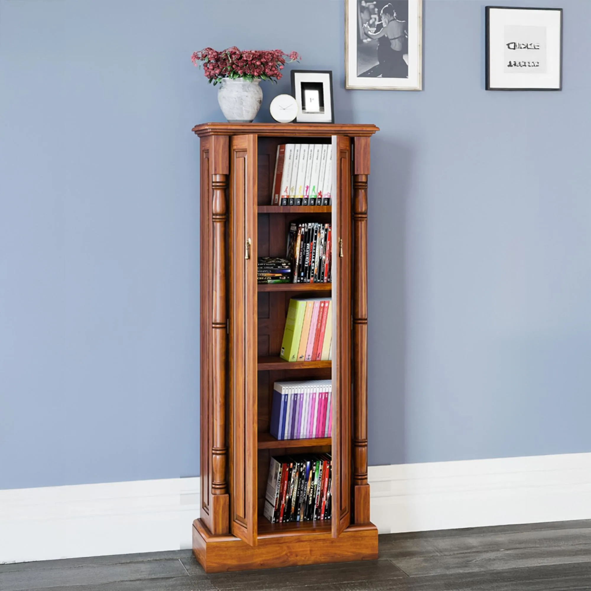 Lincoln CD and DVD Cupboard - Light Brown, Mahogany