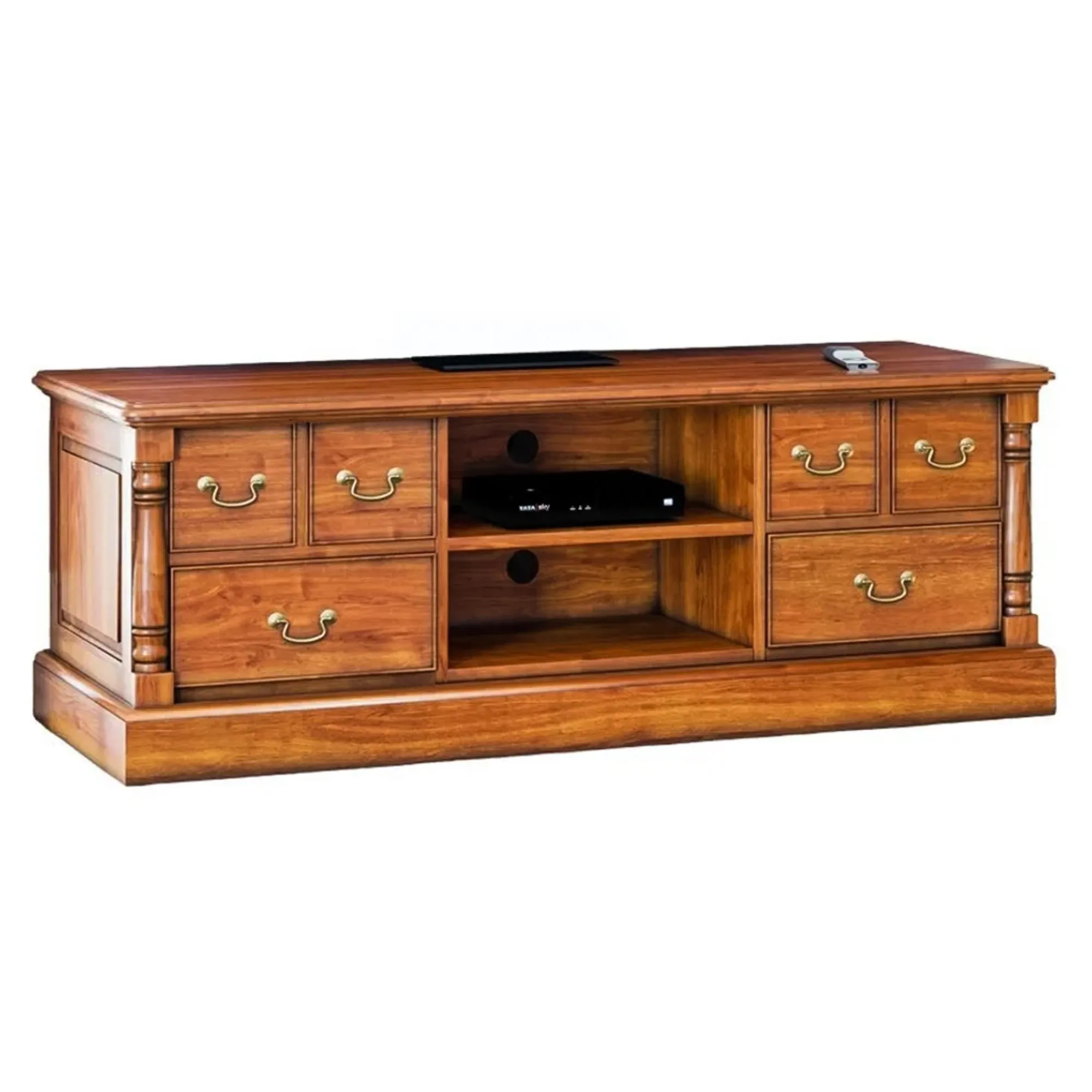 Lincoln Widescreen TV Cabinet - Distressed Light Brown, Mahogany