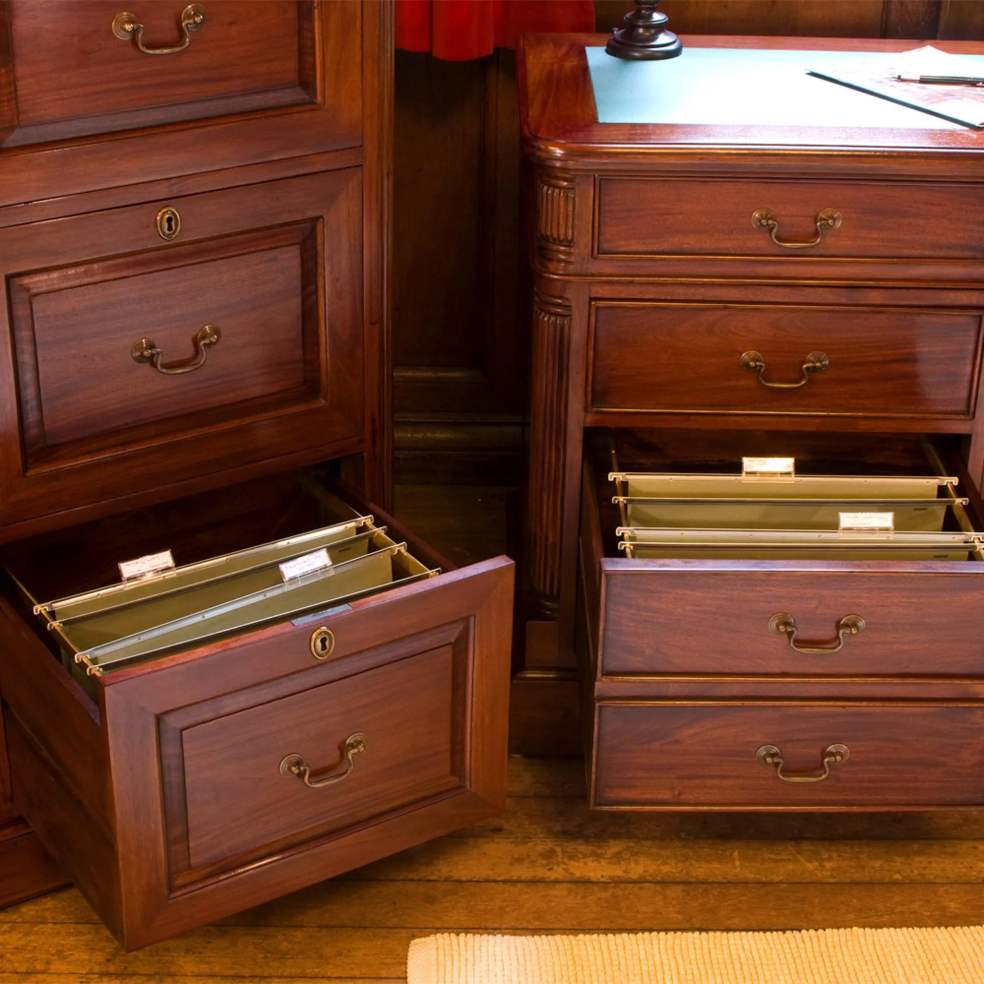 Luton Computer Desk with Storage - Mahogany