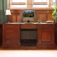 Luton Computer Desk with Storage - Mahogany