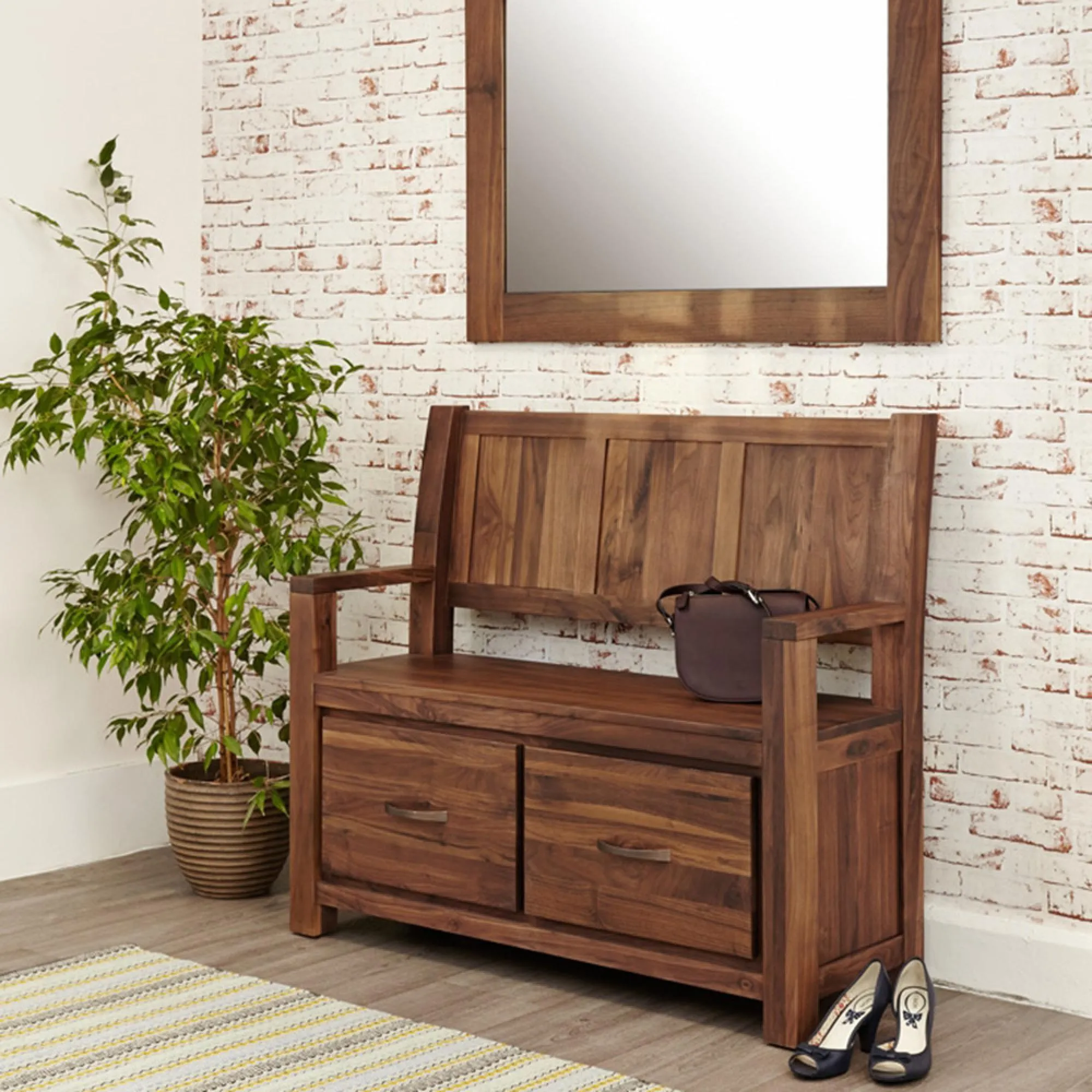 Madera Walnut Storage Bench - Satin Lacquer