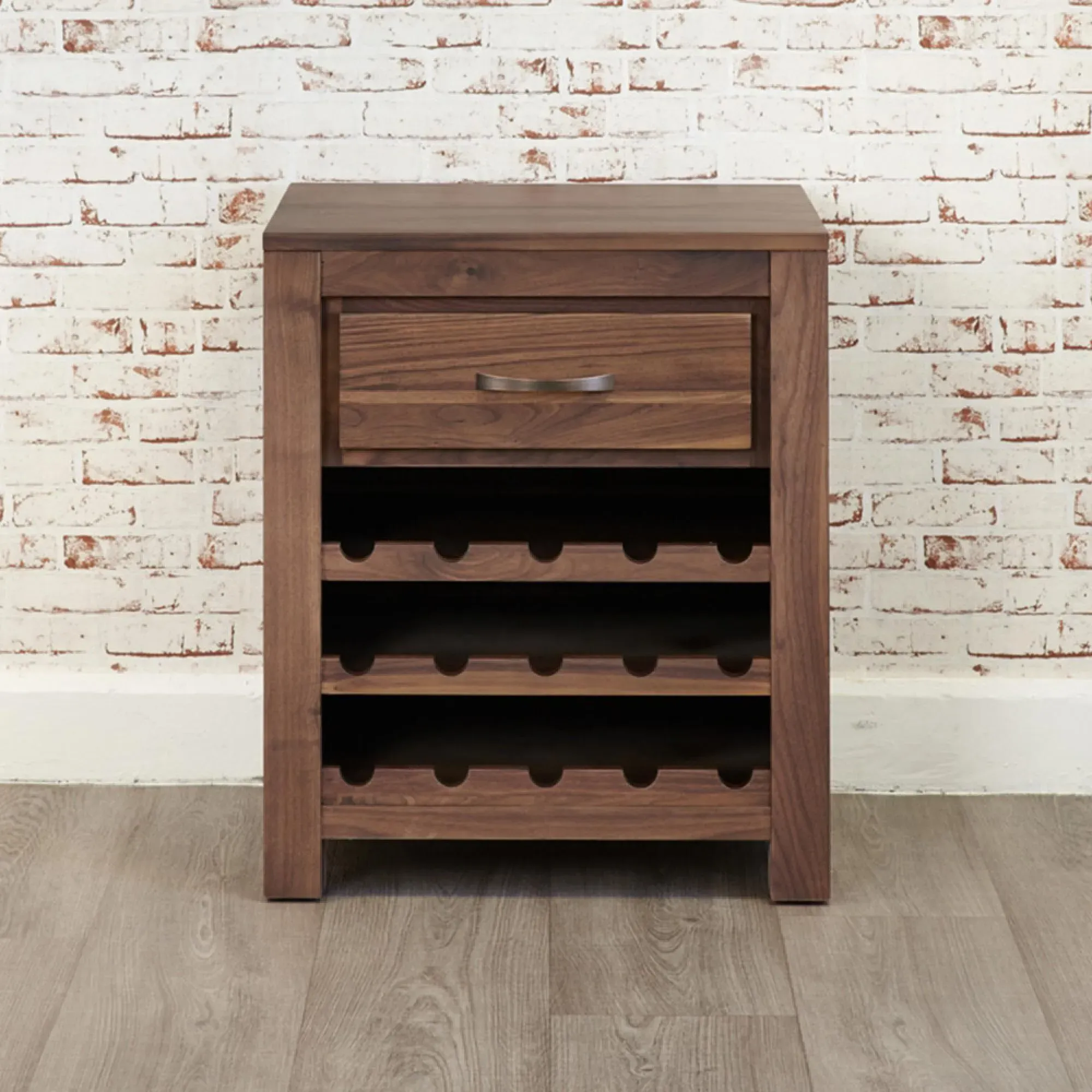 Madera Walnut Wine Rack Lamp Table - Satin Lacquer