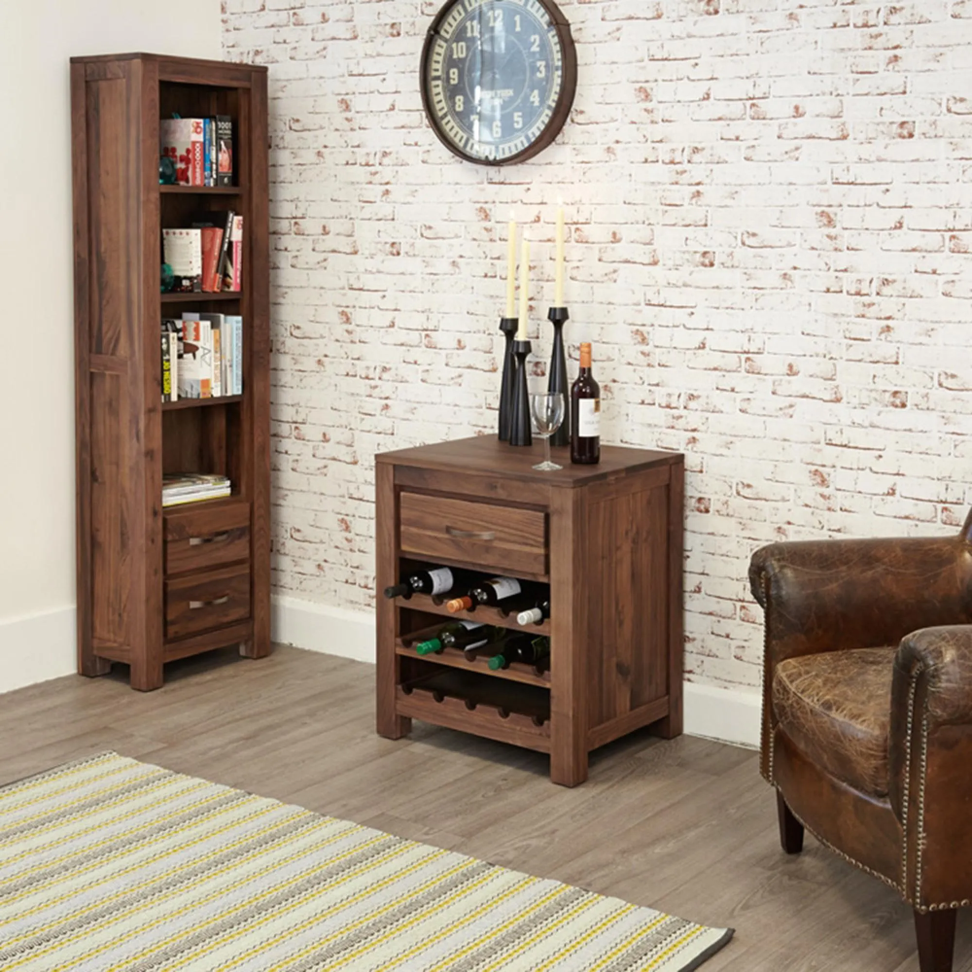 Madera Walnut Wine Rack Lamp Table - Satin Lacquer