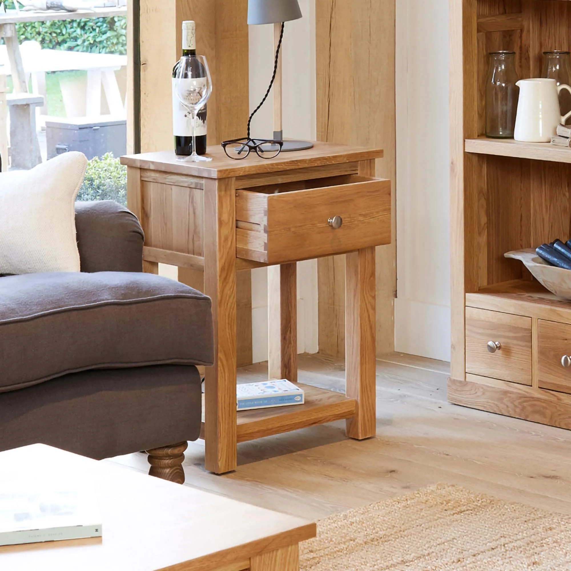 Martin 1 Drawer Lamp Table - Oak