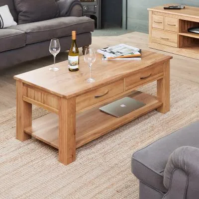 Martin 4 Drawer Coffee Table - Oak, Satin Lacquer
