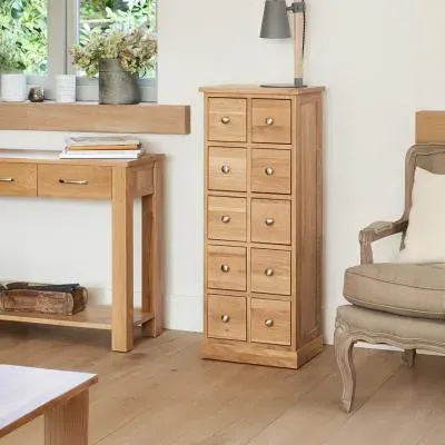 Martin Oak 10 Drawer CD DVD Chest - Satin Lacquer image