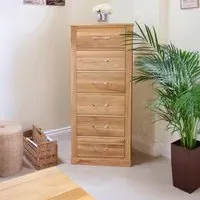 Martin Oak 6 Drawer Tallboy Chest - Satin Lacquer