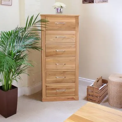 Martin Oak 6 Drawer Tallboy Chest - Satin Lacquer image